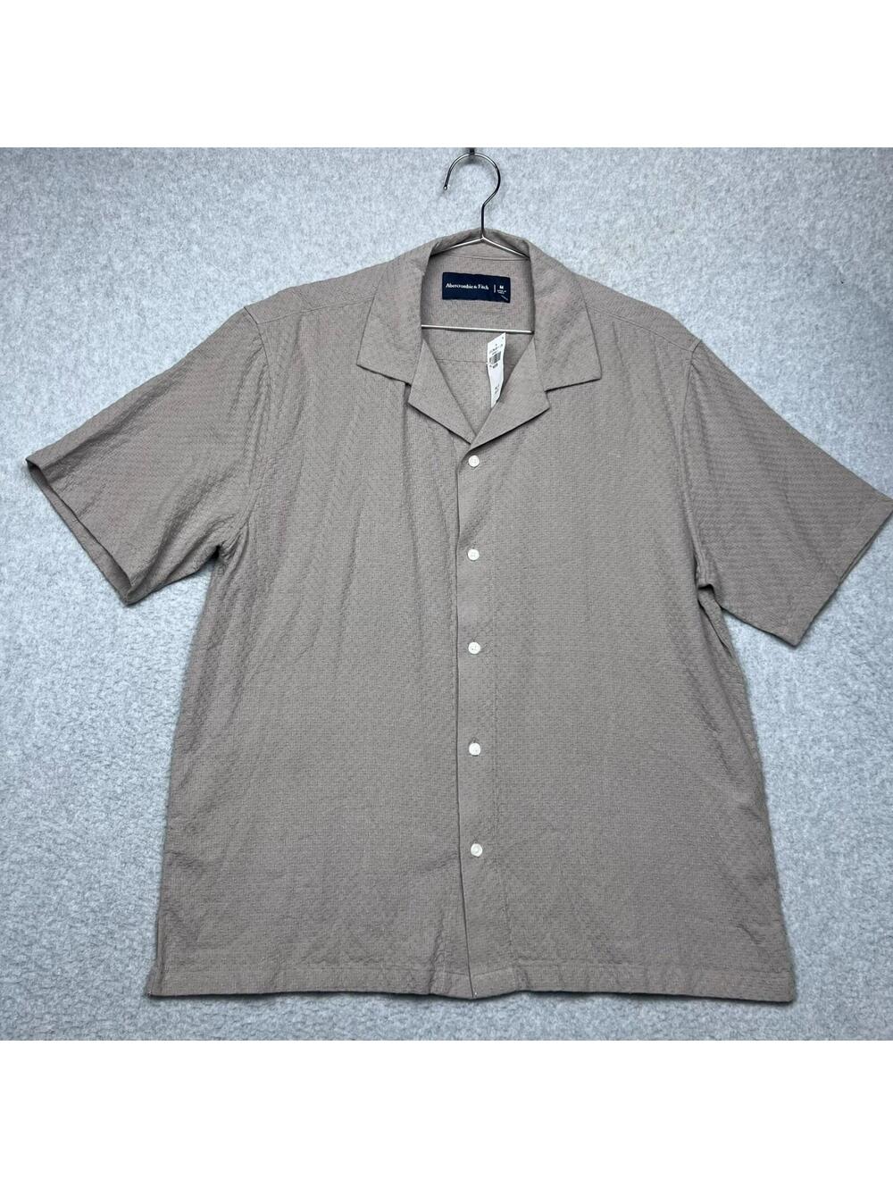 Abercrombie Fitch Camp Collar Textured Button Up Shirt NWT Resort Quiet Luxury M